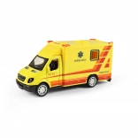 Metalen en kunststof ambulance met pull-back vliegwiel