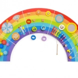 Houten wandgemonteerde zintuiglijke en manipulerende regenboogpanel FSC – Viga