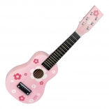 Roze houten gitaar met bloemen