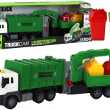 Vuilniswagen Kraan Aanhanger met terugtrekmechanisme met geluiden groen 1:16