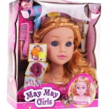 Stijlhoofd met blond haar en accessoires