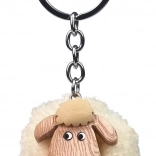 Houten sleutelhanger Schaap met pompon