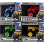 Schroefauto met grote wielen op vliegwiel