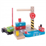 Bigjigs Rail containeroverslag met magnetische kraan