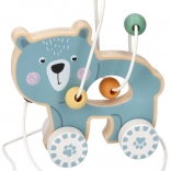 Houten trekfiguur met kralendoolhof - Beertje