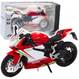 Metalen sportmotor 1:12 met licht- en geluidseffecten – rood‑wit