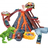 racebaan vulkaan met kleurveranderende auto