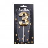 Feestkaars cijfer 3 Goud