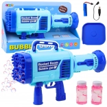Elektrisch bubbelspeelgoedpistool met 64 openingen blauw