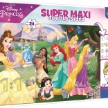 dubbelzijdige puzzel 24 stukjes disney princess super maxi om in te kleuren