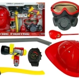 Brandweerset voor kinderen – helm, masker, bijl, breekijzer en accessoires, rood