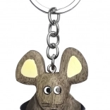 Houten sleutelhanger muis groot
