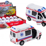 ambulance speelgoed met openende deuren, lichten en geluiden 1:32 wit