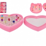 Kinder verstelbare ringen met parel 12 stuks in doosje