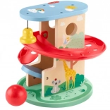 Houten knikkerbaan huisje