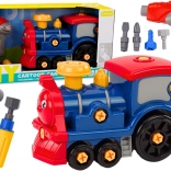 Bouwbare cartoonlocomotief DIY – donkerblauw