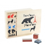 Houten stempels POMPON TOYS – creatieve set 23 stuks met inkten