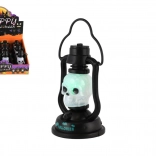 Mini Halloween-lantaarn met schedel op batterijen, licht en geluid 7 × 12 cm