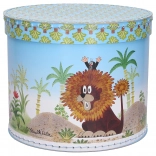 Ronde doos met motief van De Mol en de leeuw