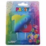 Verjaardagskaars cijfer 18 regenboog