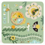 Houten educatieve kalender in het Engels