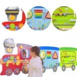 Houten wand-activiteitenbord in treinvorm VIGA