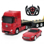 rc vrachtwagen mercedes-benz actros met oplegger en mercedes-benz amg gt