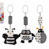 Zwart-wit pluche hangspeeltje voor kinderwagen en ledikant, 30 cm