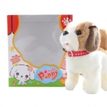 Lopende en blaffende pluchen hond op batterijen