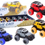 Terreinwagentje 1:32 metalen rubberen wielen licht en geluid pull-back