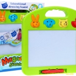 Magische tekenplaat voor kinderen 3+ met 4 kleuren en 4 dierenstempels