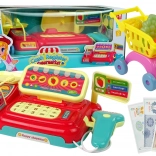 Kinderkassa met winkelwagentje en scanner