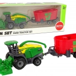 Combine met aanhanger – groen‑rode landbouwmachine, plastic speelgoed
