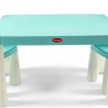 Kunststof kinderstoeltje met tafel in blauw-wit DOLONI
