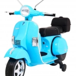 Elektrische kinderstep VESPA, blauw met zijwieltjes en audio