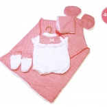 Llorens outfit voor pop New Born 40–42 cm, 3-delige set met matje met oortjes
