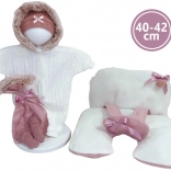Outfit en mat met strik voor NEW BORN pop 40–42 cm
