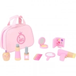 Kinder cosmetica tasje Small Foot met houten accessoires roze
